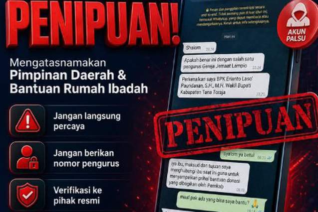 Waspada Penipuan Via WhatsApp Catut Nama Nama dan Foto Wabup Tana Toraja