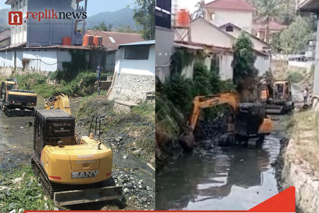 Pemkab Tana Toraja Kerahkan Dua Excavator Turun Ke Sungai di Makale, Sampah hingga Endapan Dikeruk